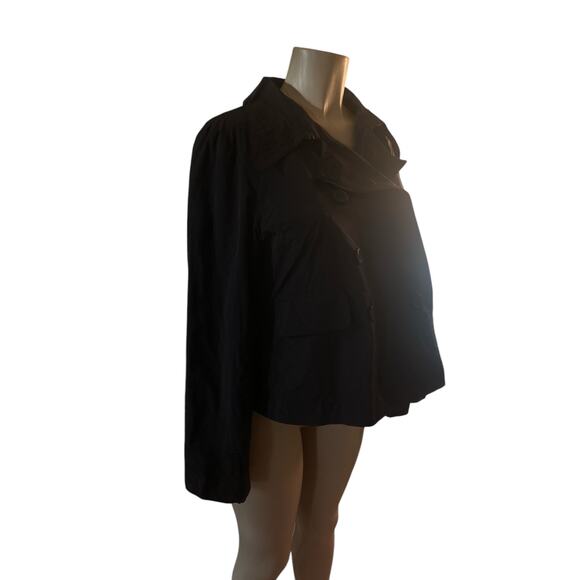 Eileen Fisher Jackets & Blazers - Women M Eileen Fisher Black Double Breast Pea Coat Jacket Lined Polyester Nylon
